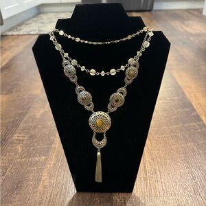 Lucky brand Gold multi chain pendant Necklace